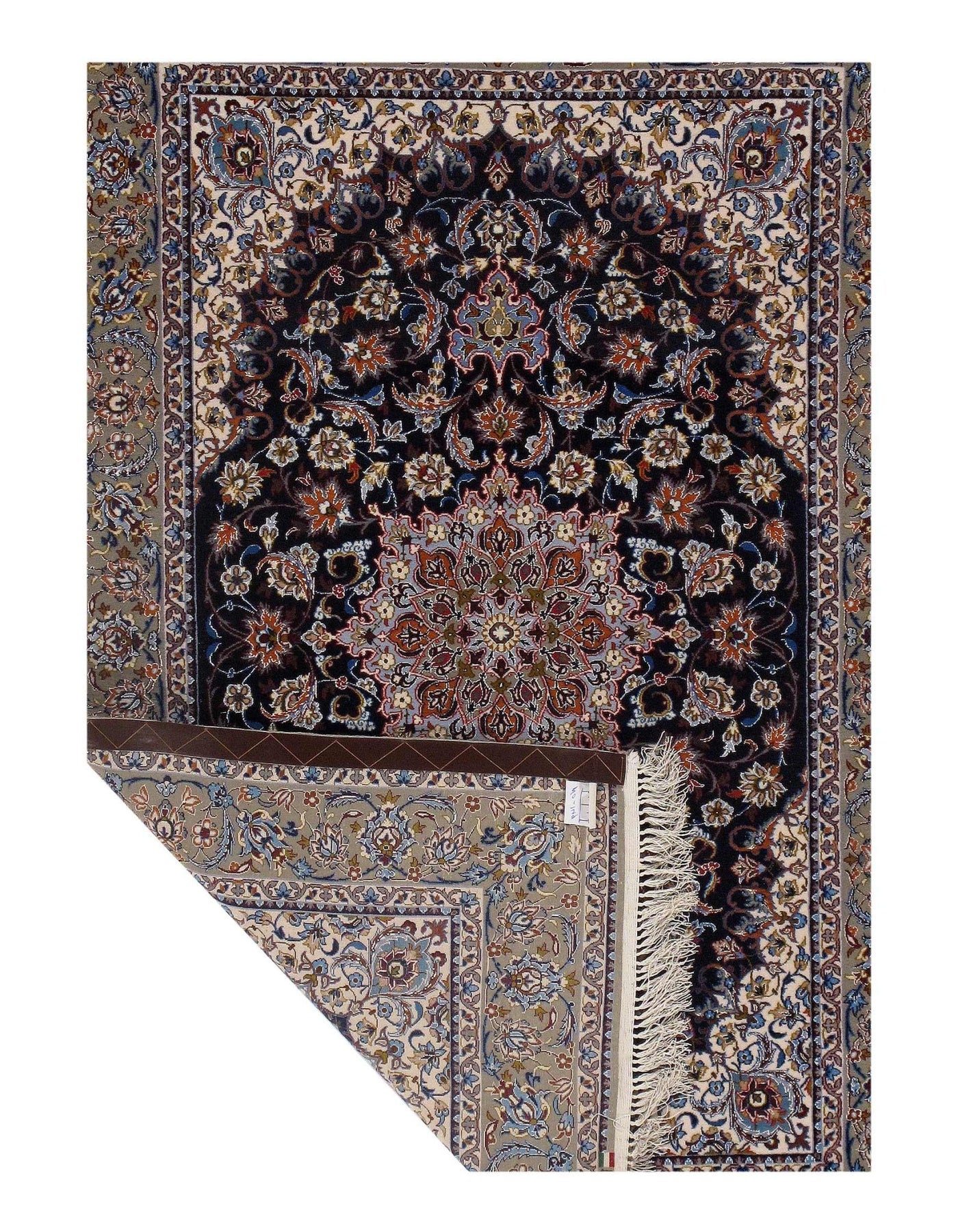 Canvello Navy Silkroad Isfahan silk & wool Rug - 3'6" X 5'6" - Canvello