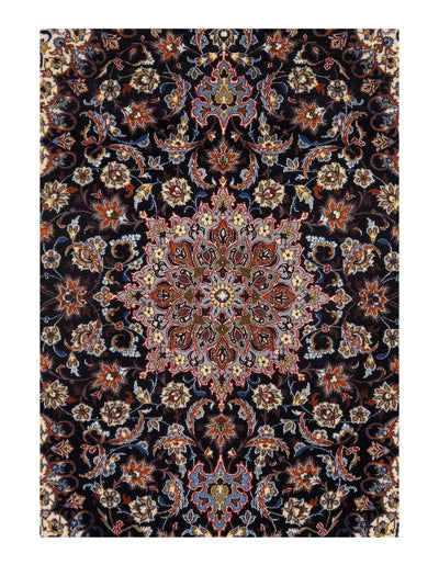 Canvello Navy Silkroad Isfahan silk & wool Rug - 3'6" X 5'6" - Canvello