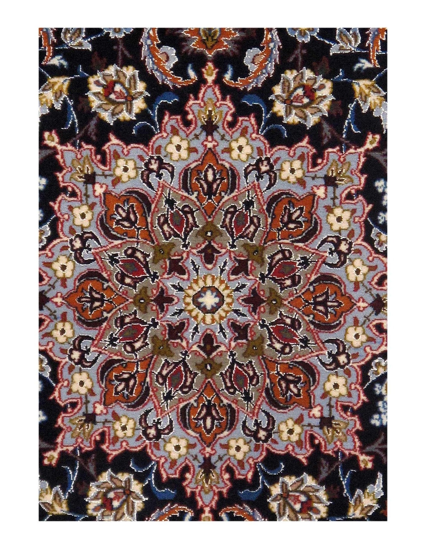 Canvello Navy Silkroad Isfahan silk & wool Rug - 3'6" X 5'6" - Canvello