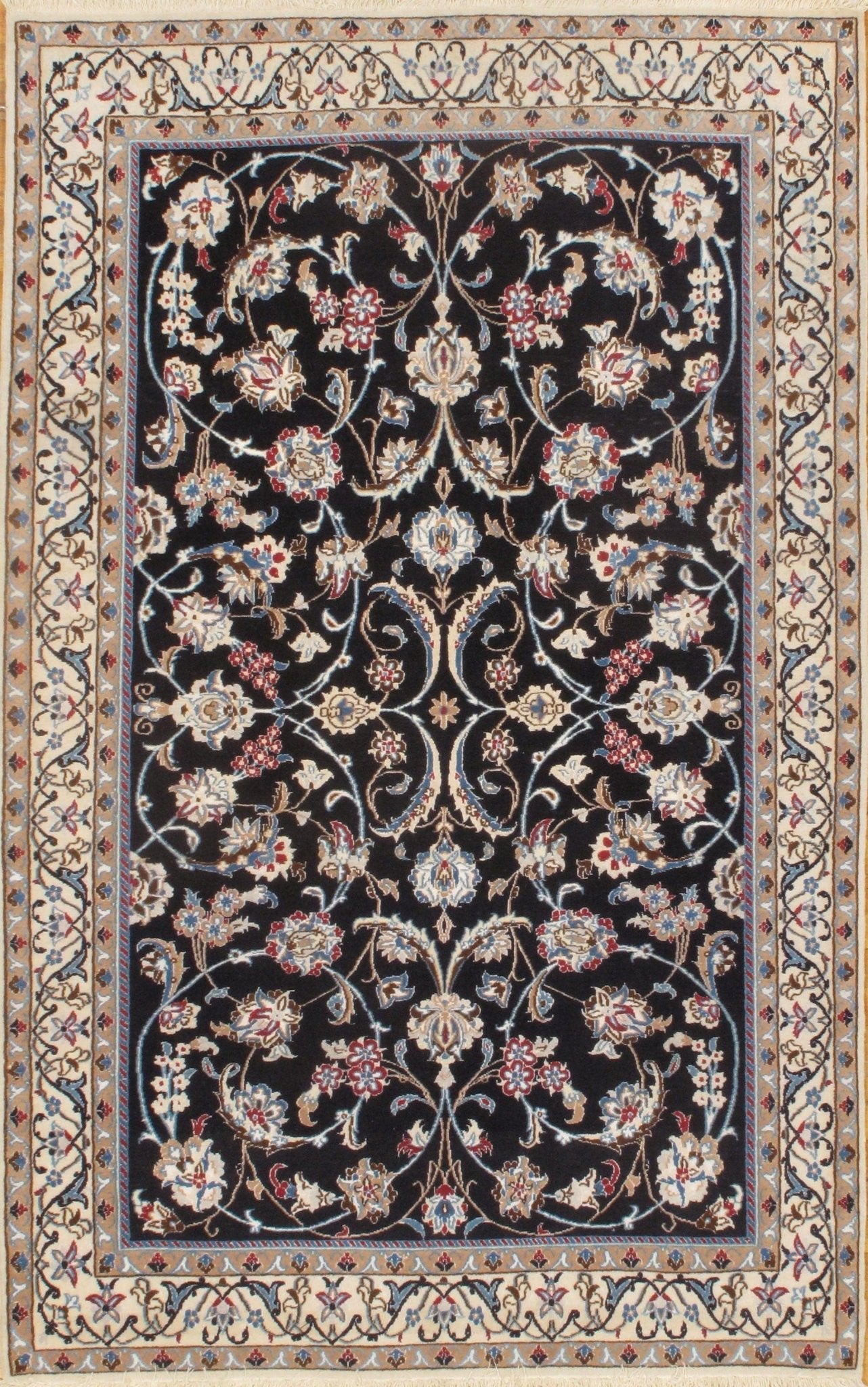 Canvello Navy Silkroad Nain Silk And Wool Rug - 4' 2'' X 6'.9'' - Canvello