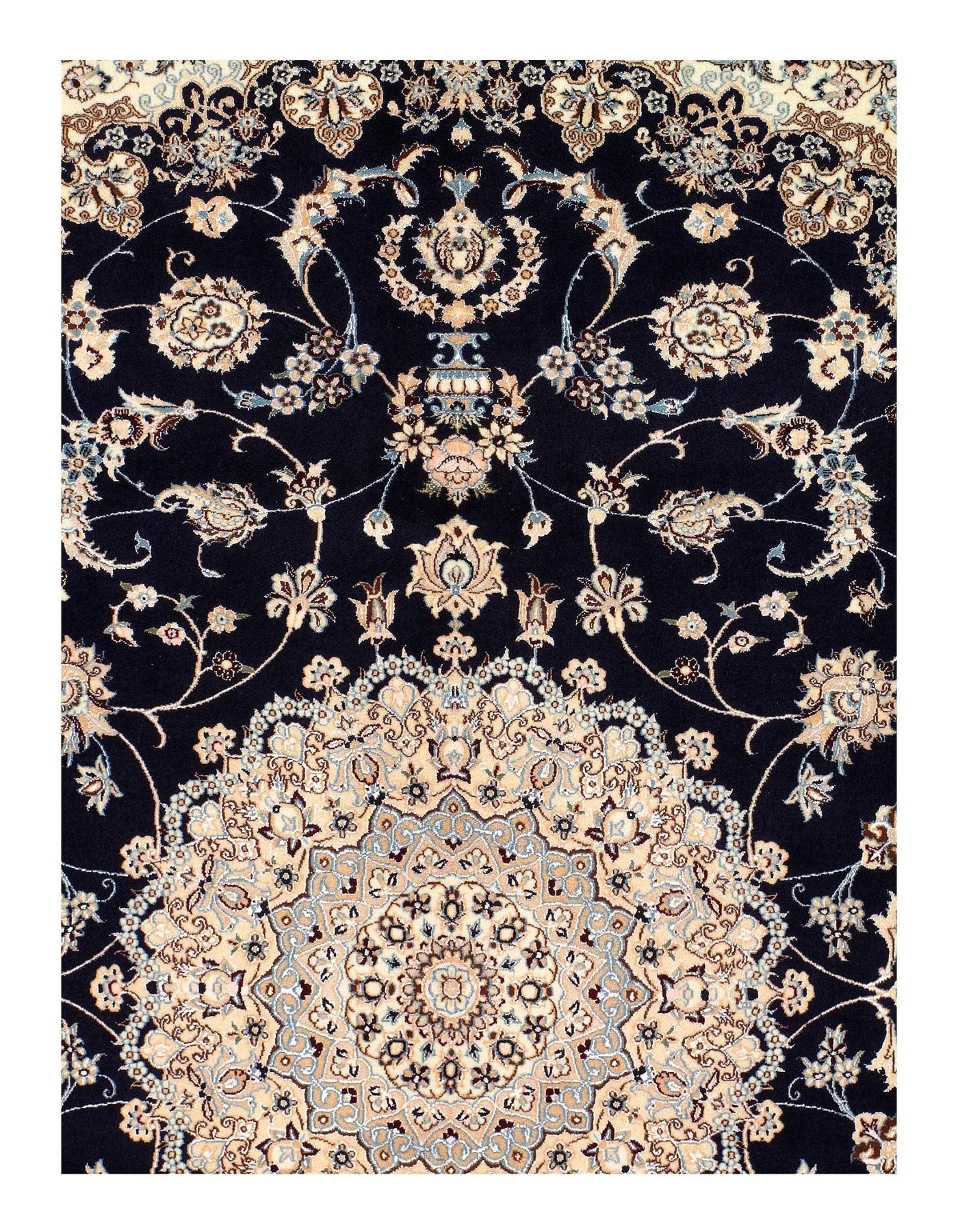 Canvello Navy Silkroad Nain Silk Rugs Silkroad 6L - 6'9''x 8'4'' - Canvello