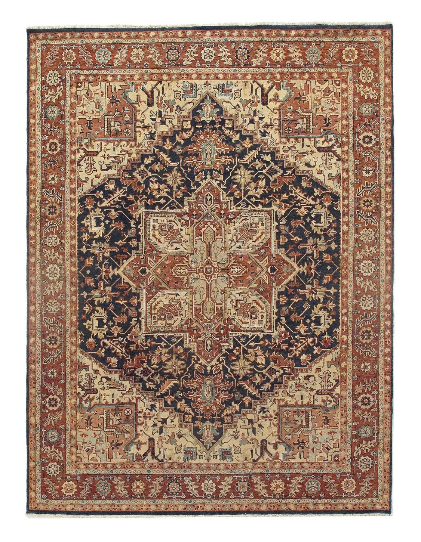 Canvello Navy Silkroad Serapi design Rug - 8'8'' X 11'4'' - Canvello