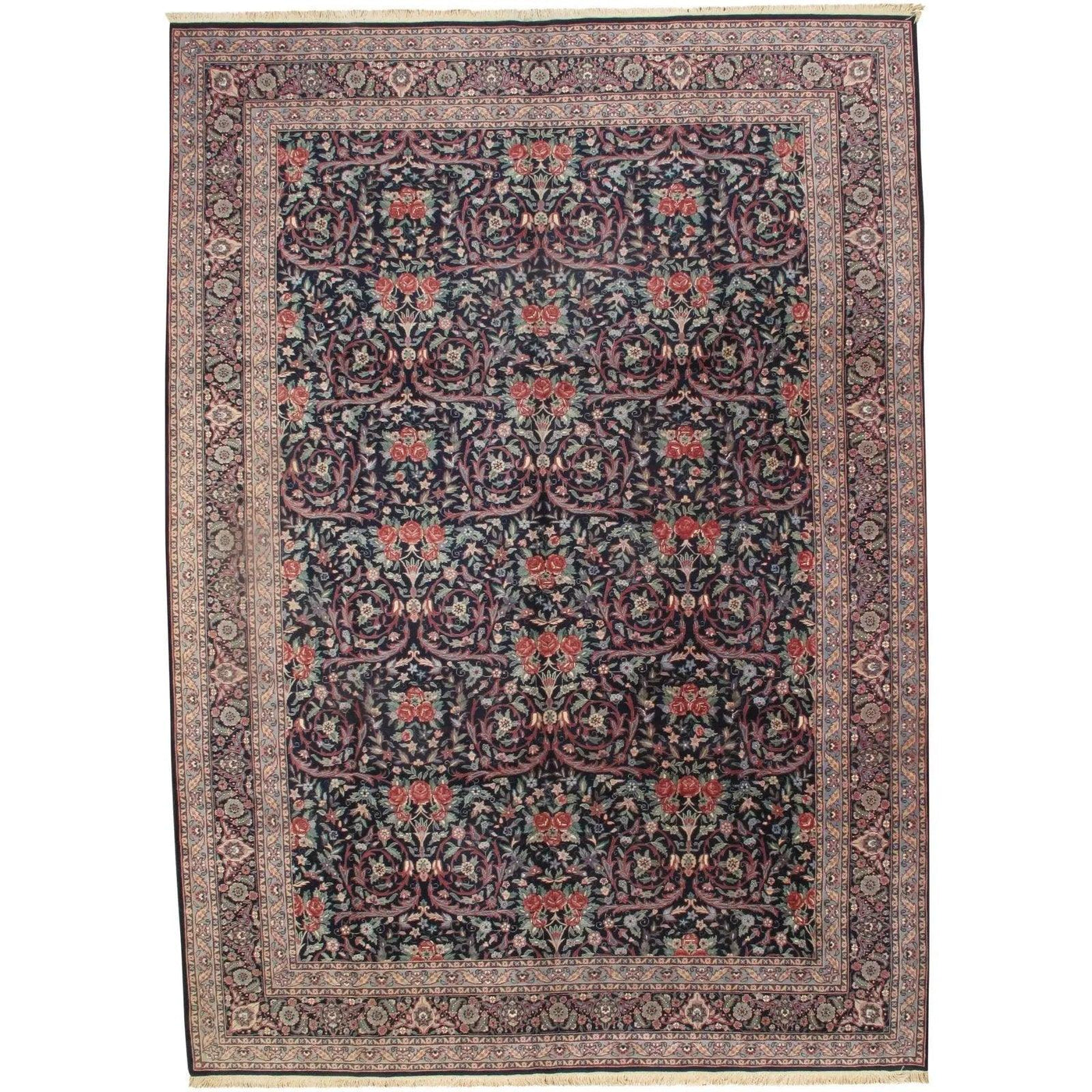 Canvello Navy Sino Silkroad Mostofi Design Rug - 10' X 14' - Canvello