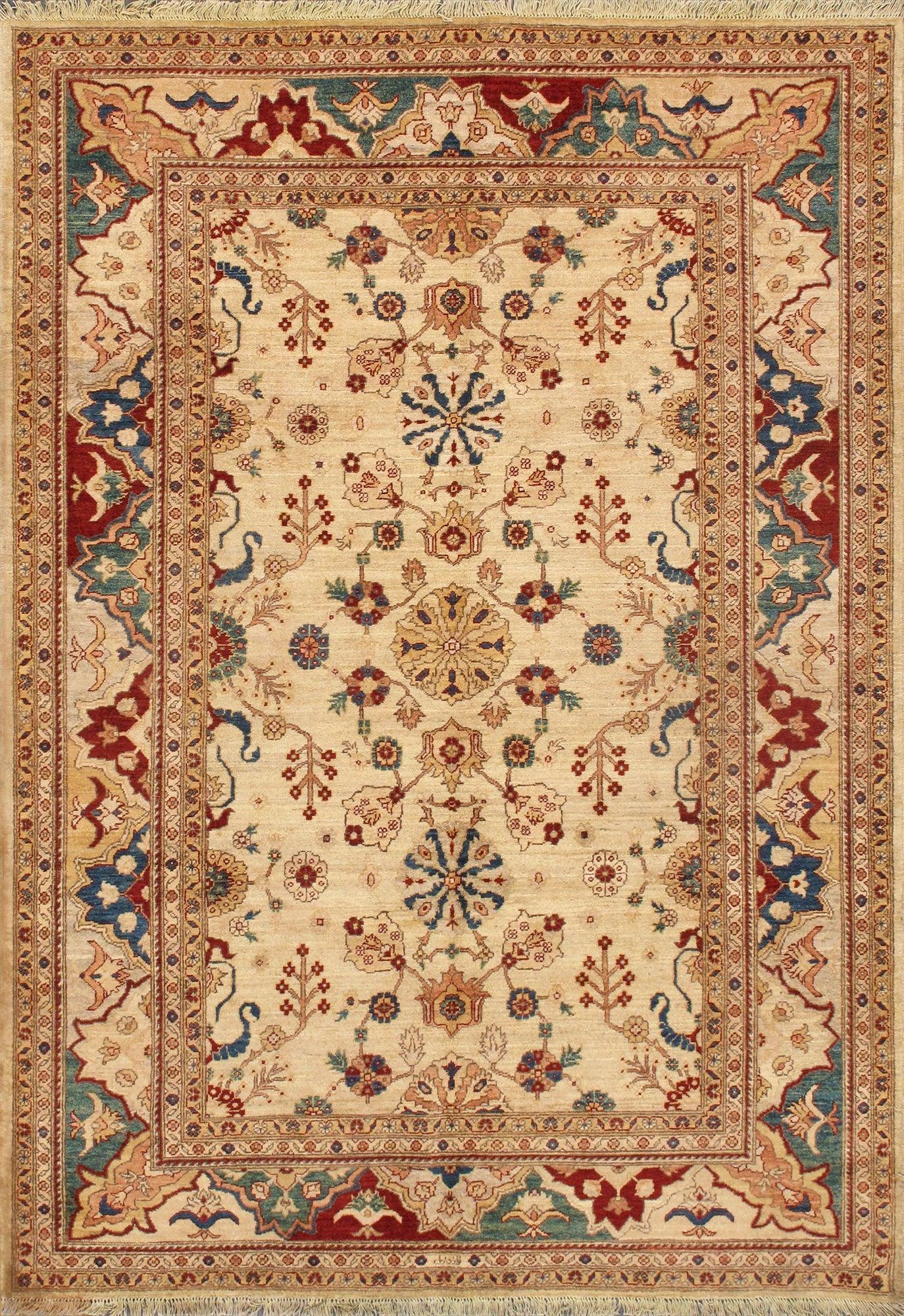 Canvello Nomad Art Sultanabad Hand-Knotted Lamb's Wool Area Rug- 6'3" X 8'9"