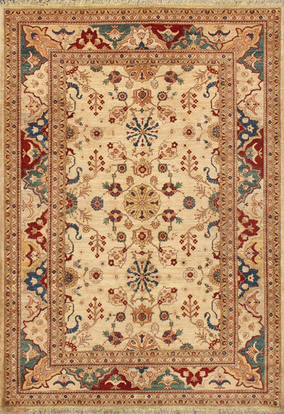 Canvello Nomad Art Sultanabad Hand-Knotted Lamb's Wool Area Rug- 6'3" X 8'9"