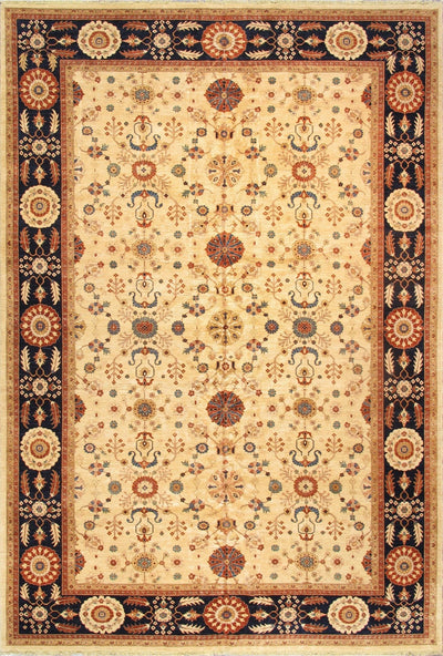 Canvello Nomad Art Sultanabad Hand - Knotted Lamb's Wool Area Rug - 12' X 17'8", Ivory/Navy - Canvello