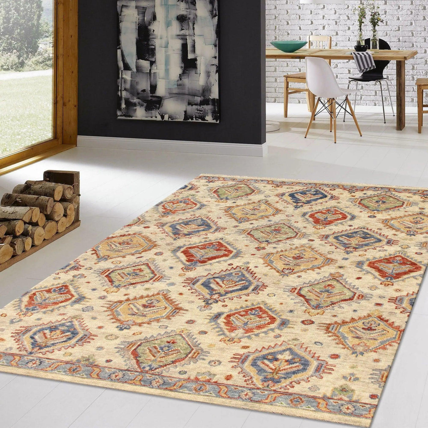 Canvello Nomad Collection Hand-Knotted Wool Area Rug- 8' X 10'