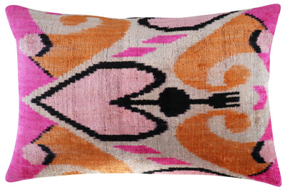 Canvello Orange Pink Handmade 16x24 Silk Velvet Pillow, Organic Veg Dyed, Down/Feather Filled - Canvello