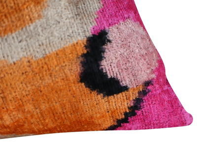 Canvello Orange Pink Handmade 16x24 Silk Velvet Pillow, Organic Veg Dyed, Down/Feather Filled - Canvello