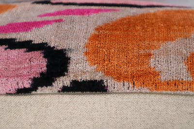 Canvello Orange Pink Handmade 16x24 Silk Velvet Pillow, Organic Veg Dyed, Down/Feather Filled - Canvello