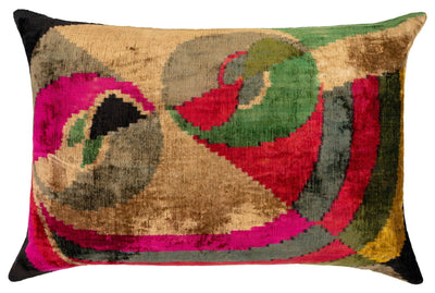 Canvello Organic Handmade Silk Velvet Pillow: 16x24 Inches with Premium Down Feather Insert - Luxury Gold Green Pink - Canvello