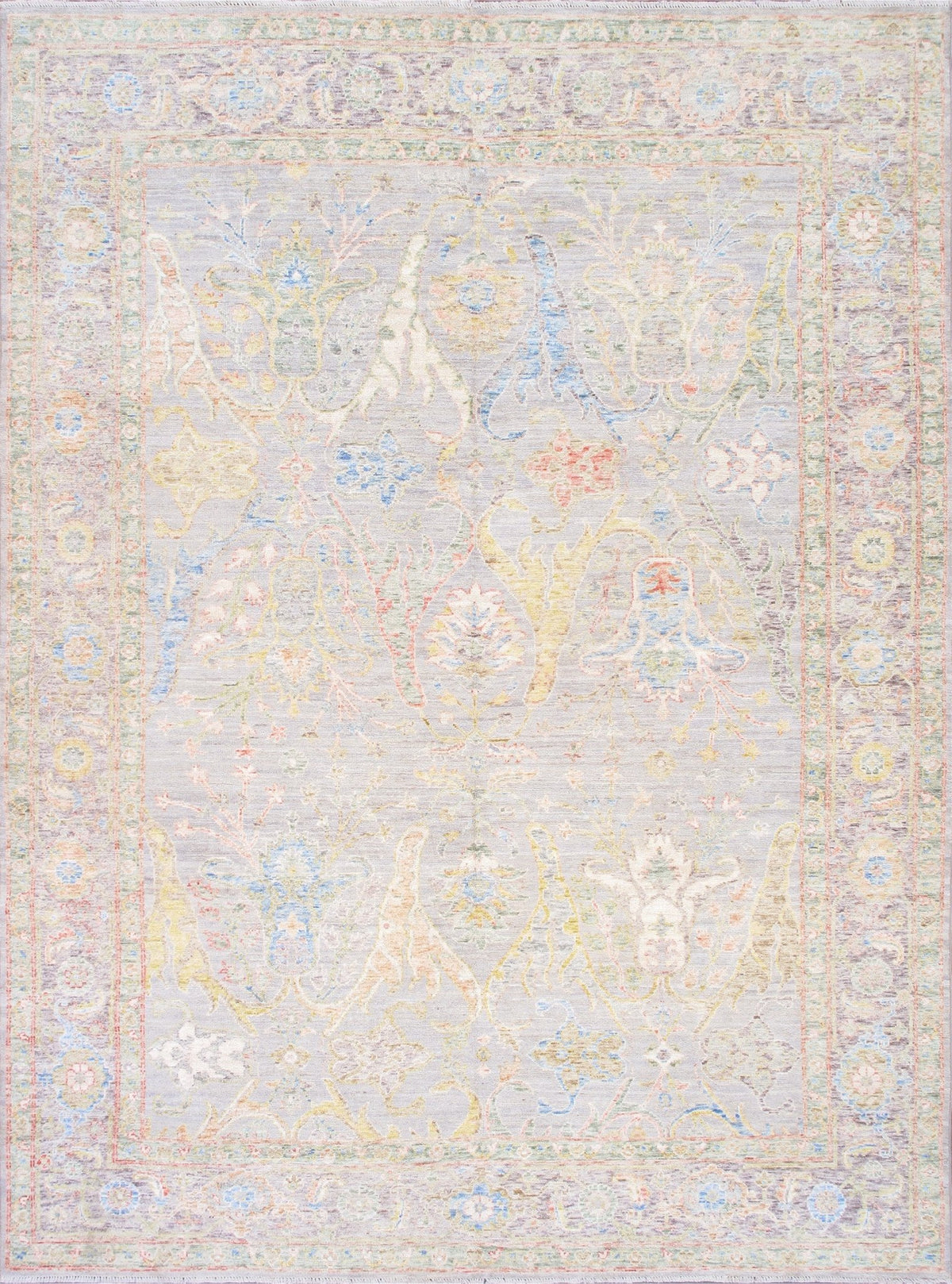 Canvello Oushak Collection Hand-Knotted Wool Beige Area Rug- 8'10'' X 12'10''