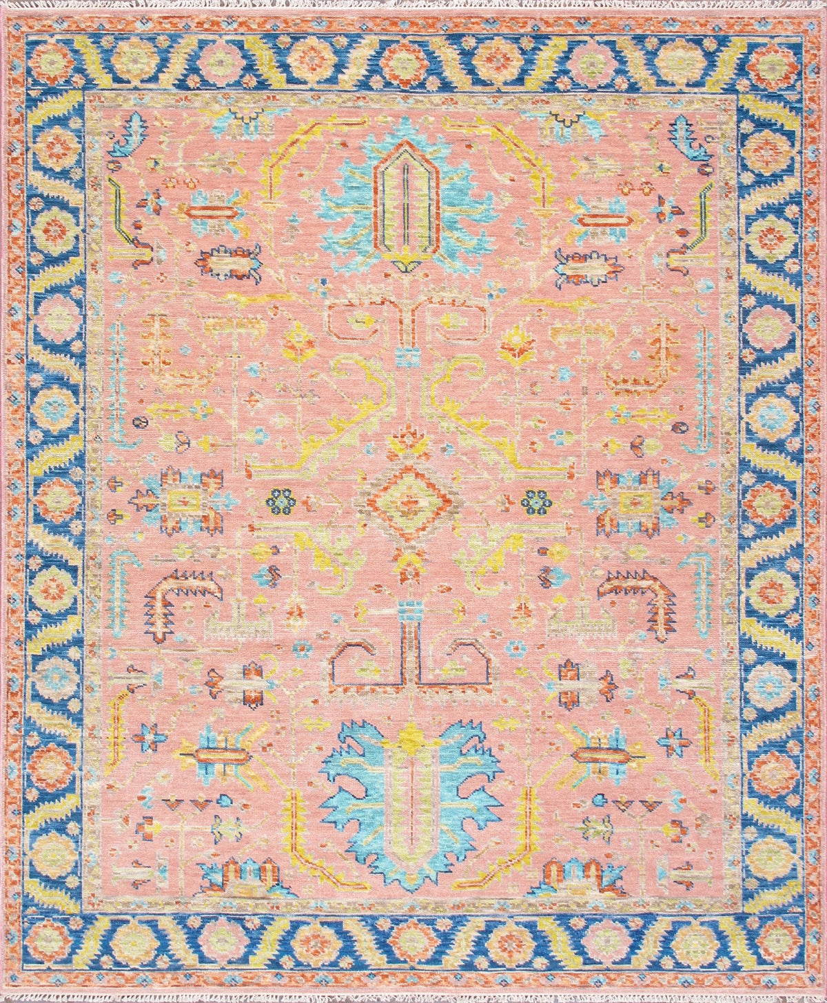 Canvello Oushak Collection Hand-Knotted Wool Salmon Area Rug- 8'1'' X 9'9''