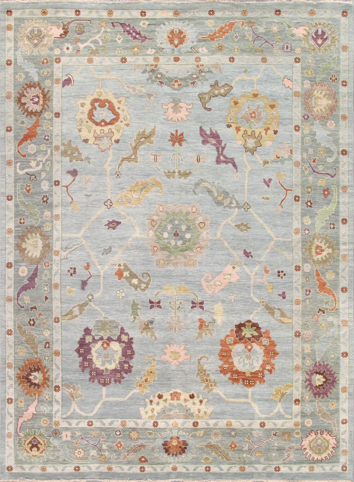 Canvello Oushak Hand-Knotted Blue Wool Area Rug- 9'9" X 13'8"