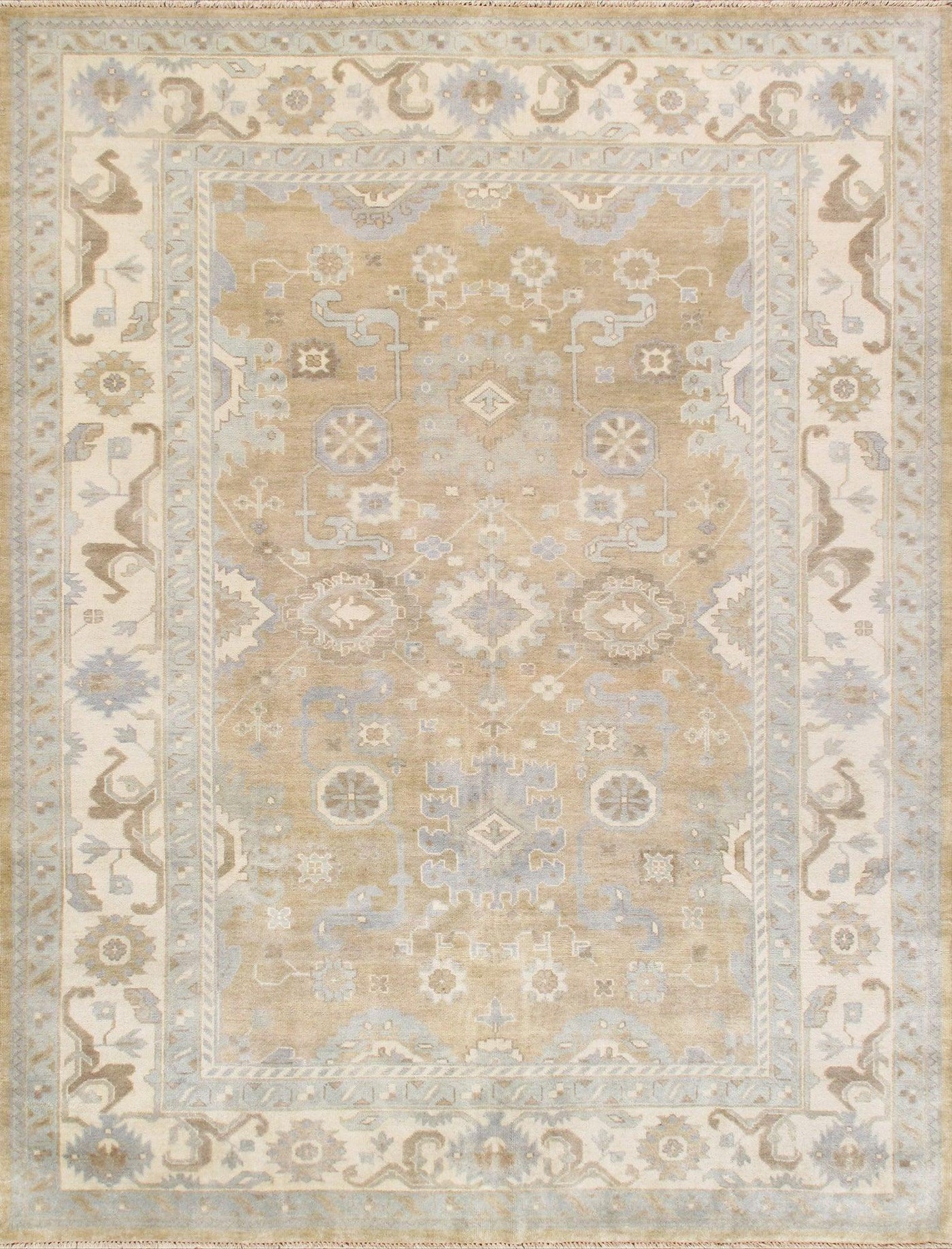 Canvello Oushak Hand-Knotted L. Gold Lamb's Wool Area Rug- 9'1" X 11'11"