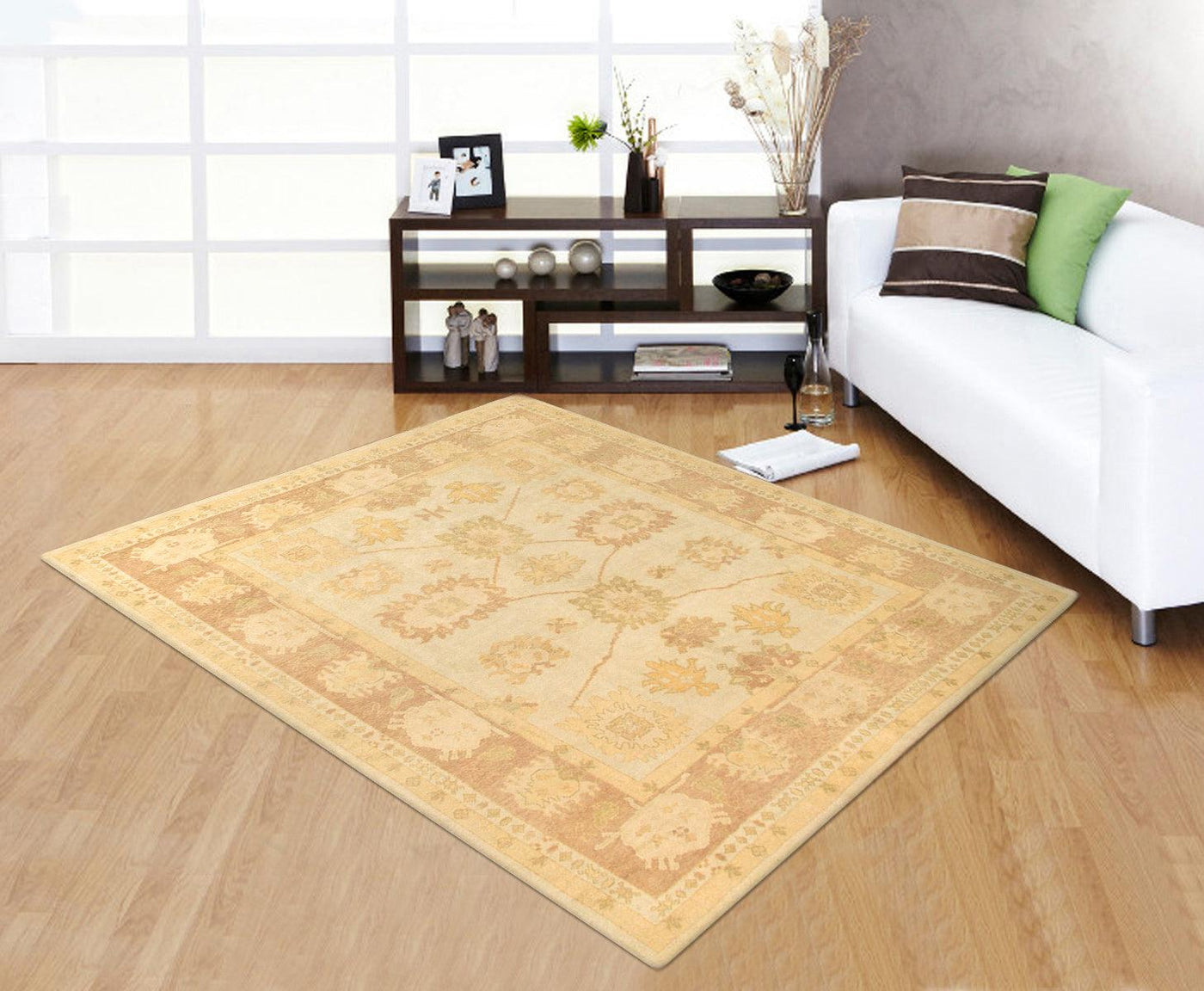 Canvello Oushak Hand-Knotted Lamb's Wool Area Rug- 8'8" X 9'11"