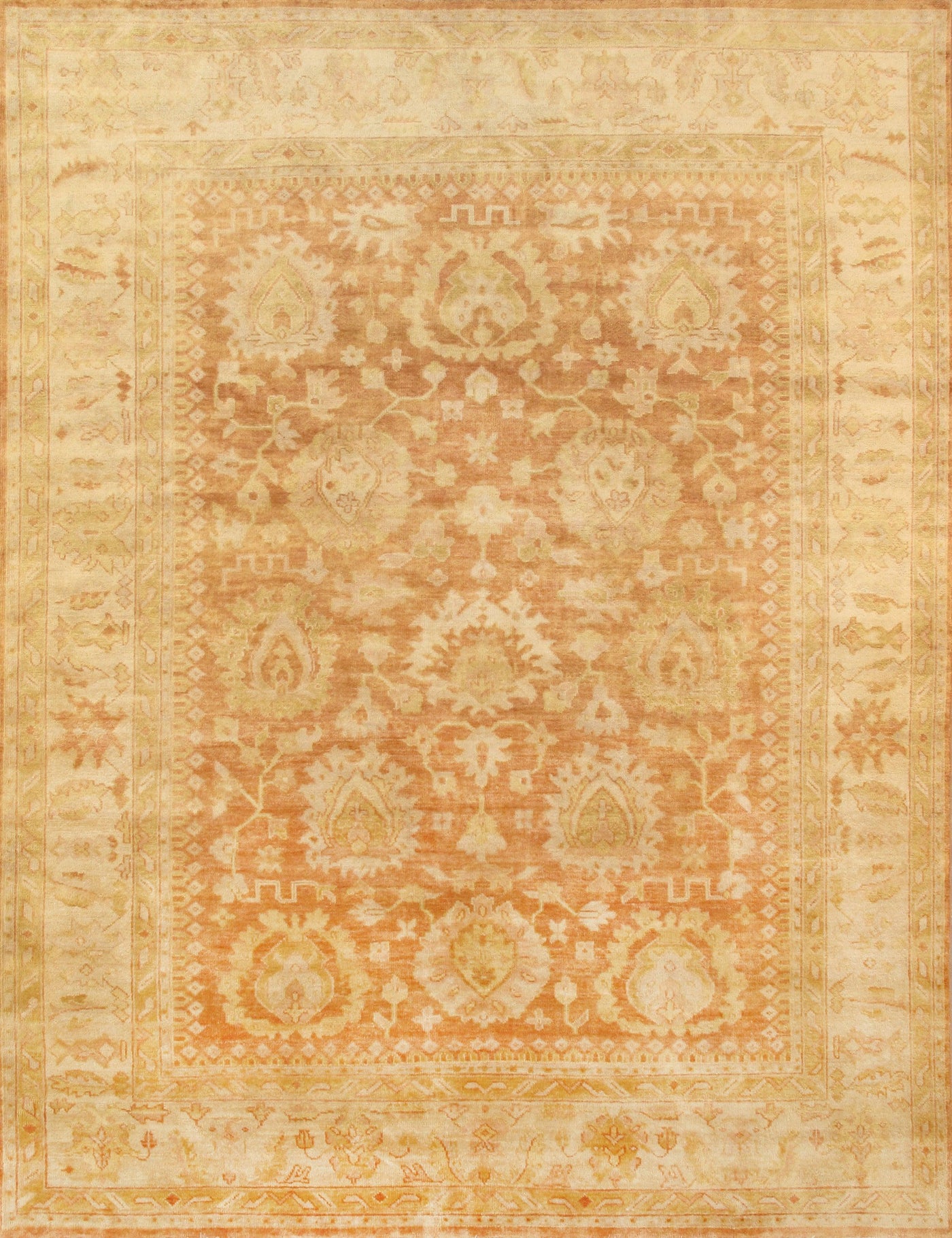 Canvello Oushak Hand-Knotted Lamb's Wool Coral Area Rug-12'1" X 14'8"