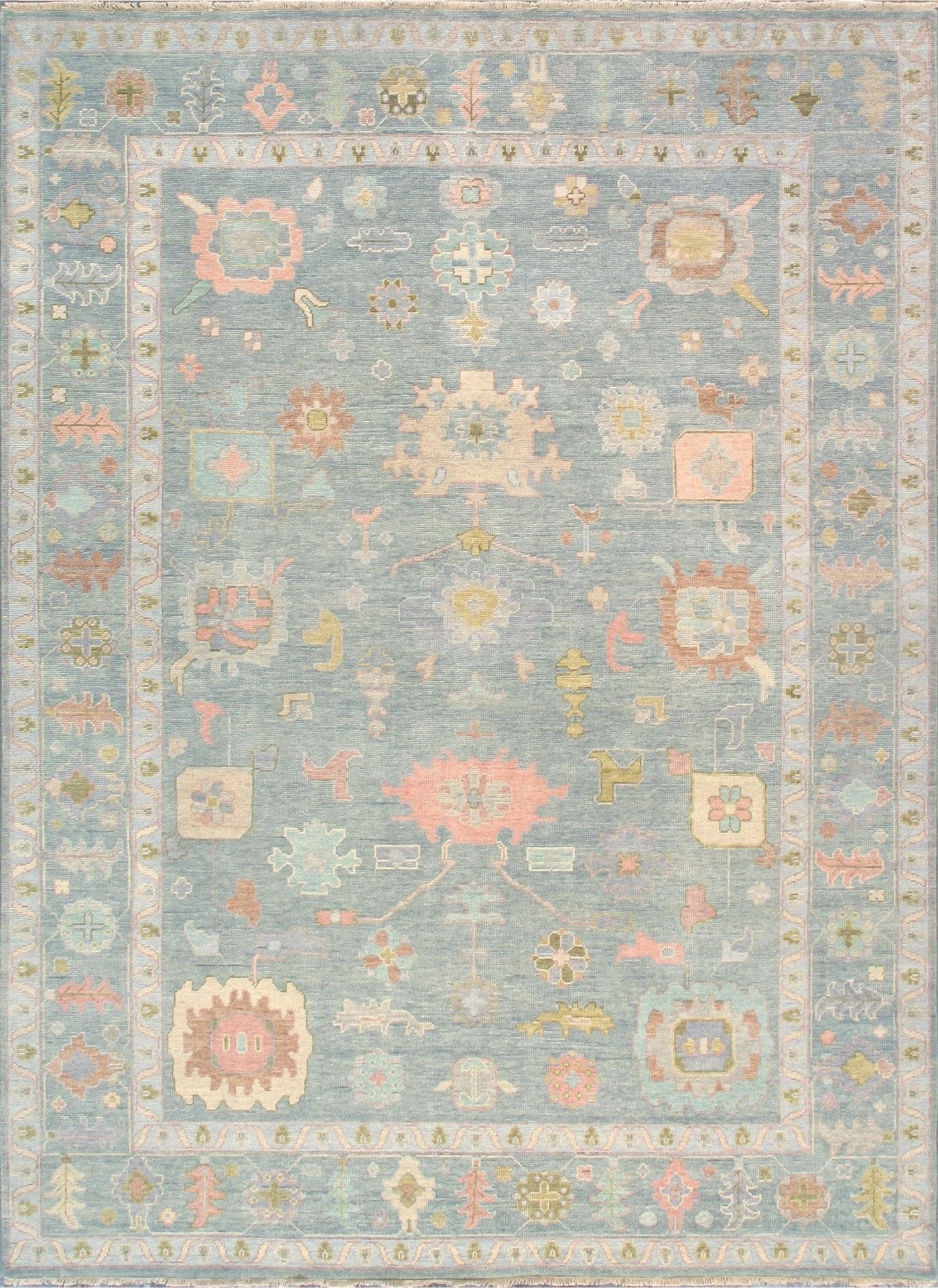 Canvello Oushak Hand - Knotted Light Blue Wool Area Rug - 10'1" X 14' - Canvello