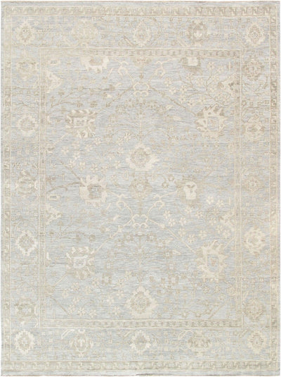 Canvello Oushak Hand-Knotted Light Blue Wool Area Rug -11'11" X 12'