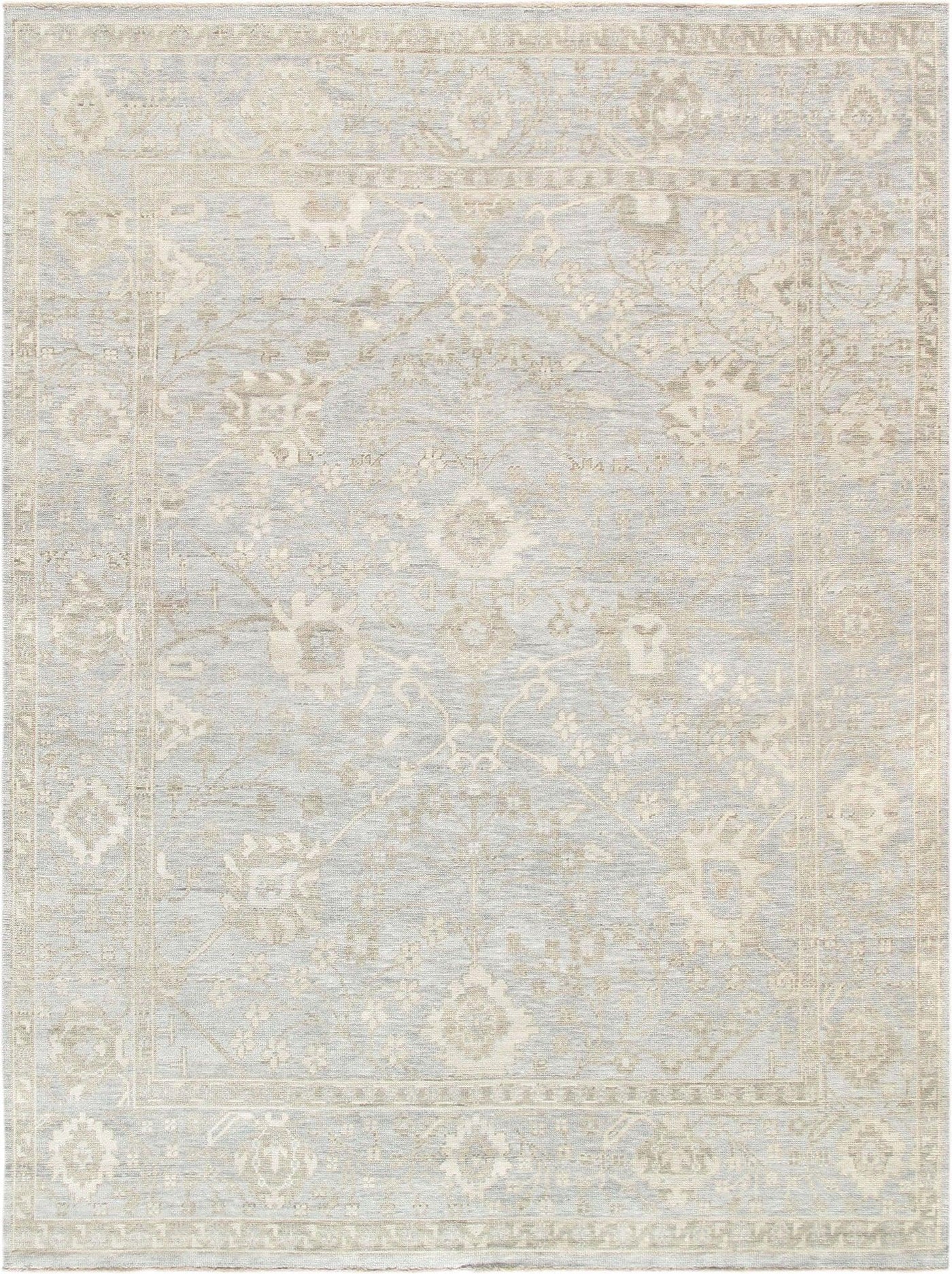 Canvello Oushak Hand-Knotted Light Blue Wool Area Rug - 11'11" X 15' 2"