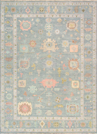 Canvello Oushak Hand-Knotted Light Blue Wool Area Rug- 6'2" X 8'11"