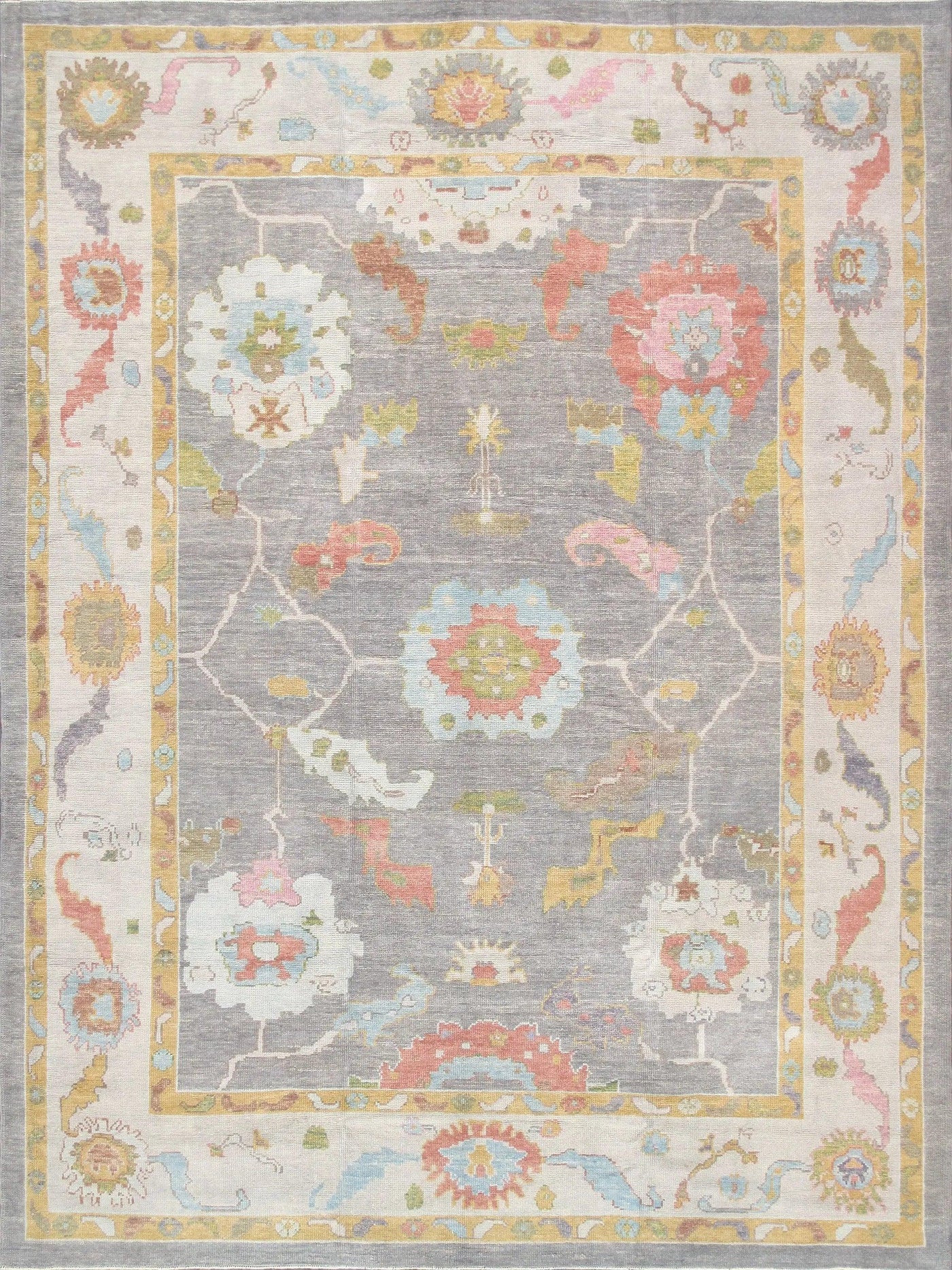Canvello Oushak Hand-Knotted Wool Area Rug- 8'10" X 12'