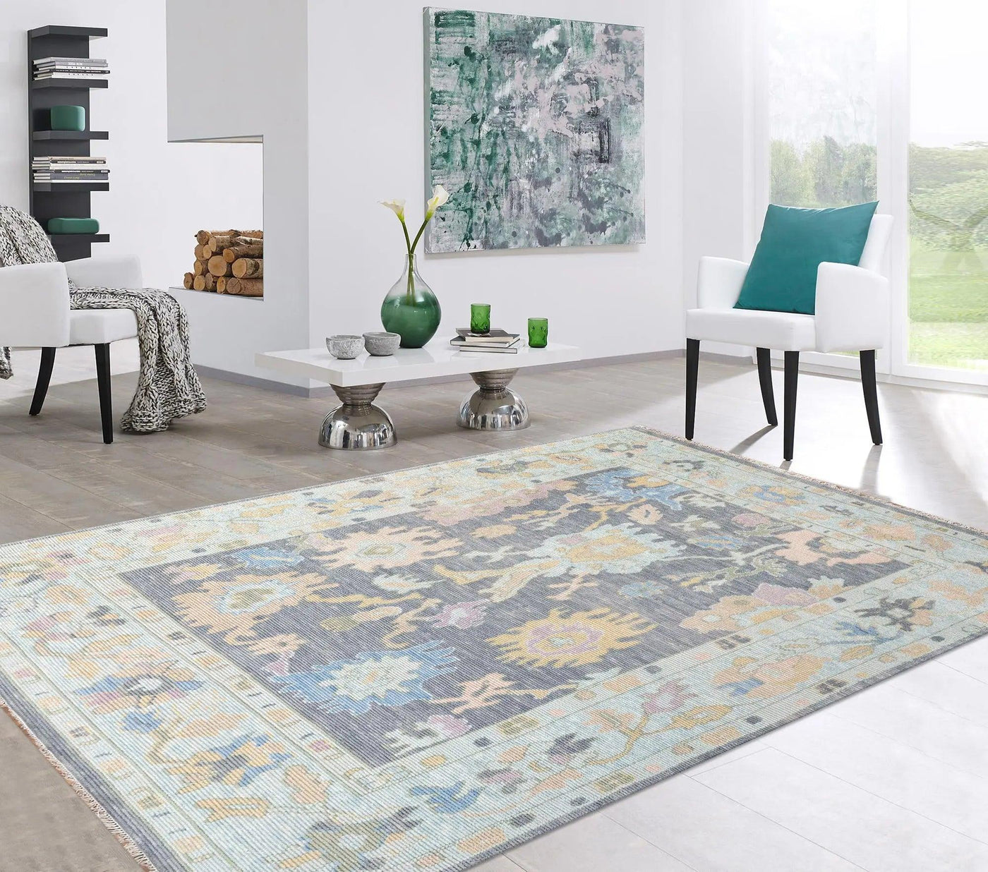 Canvello Oushak Hand-Knotted Wool Area Rug- 8'11" X 12'