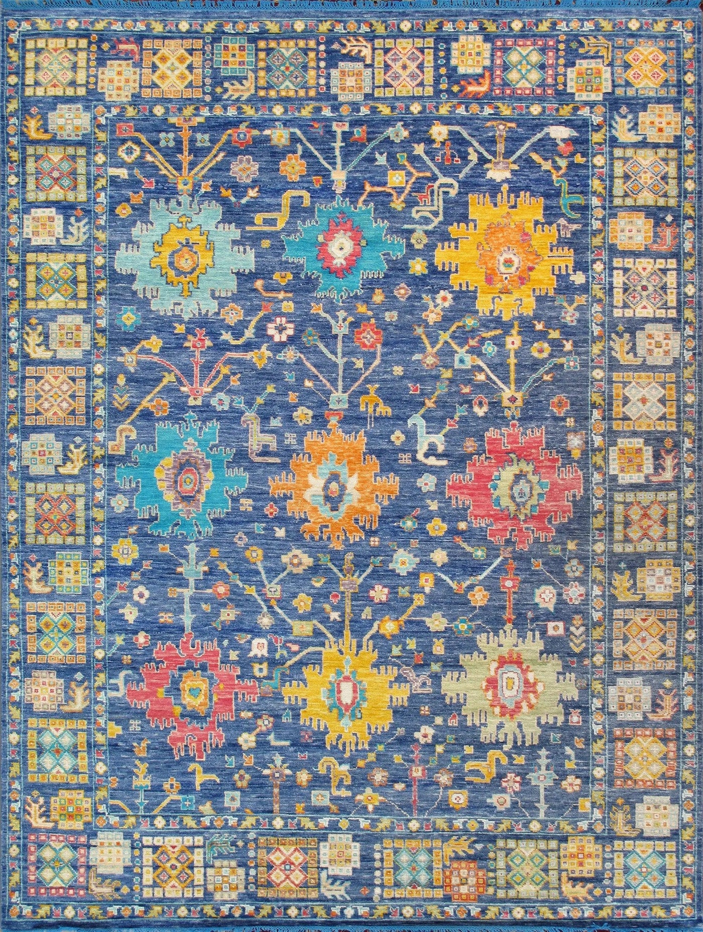 Canvello Oushak Hand-Knotted Wool Blue Area Rug- 9'2" X 12'1"