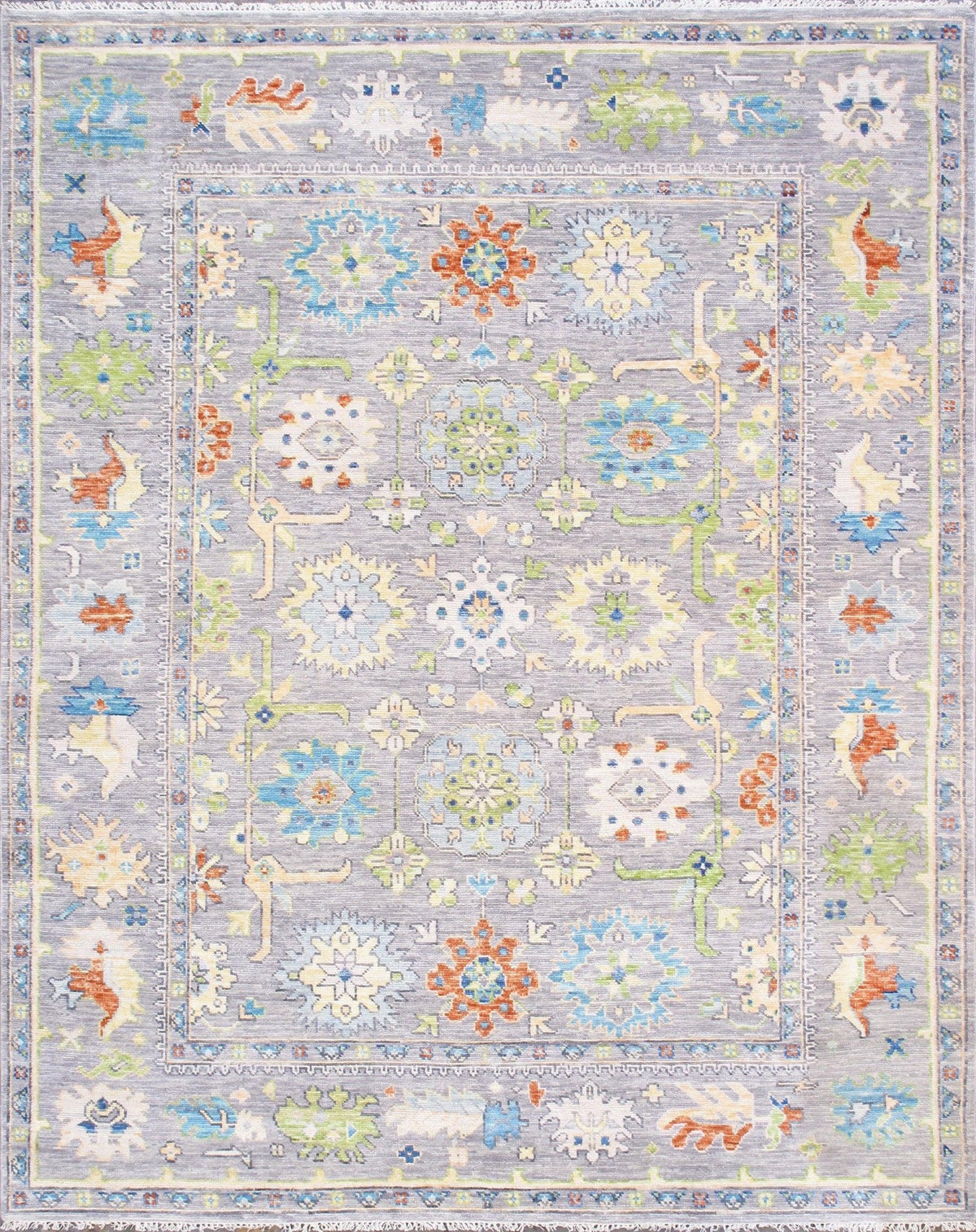 Canvello Oushak Hand-Knotted Wool Grey Area Rug- 8'2" X 10'1"