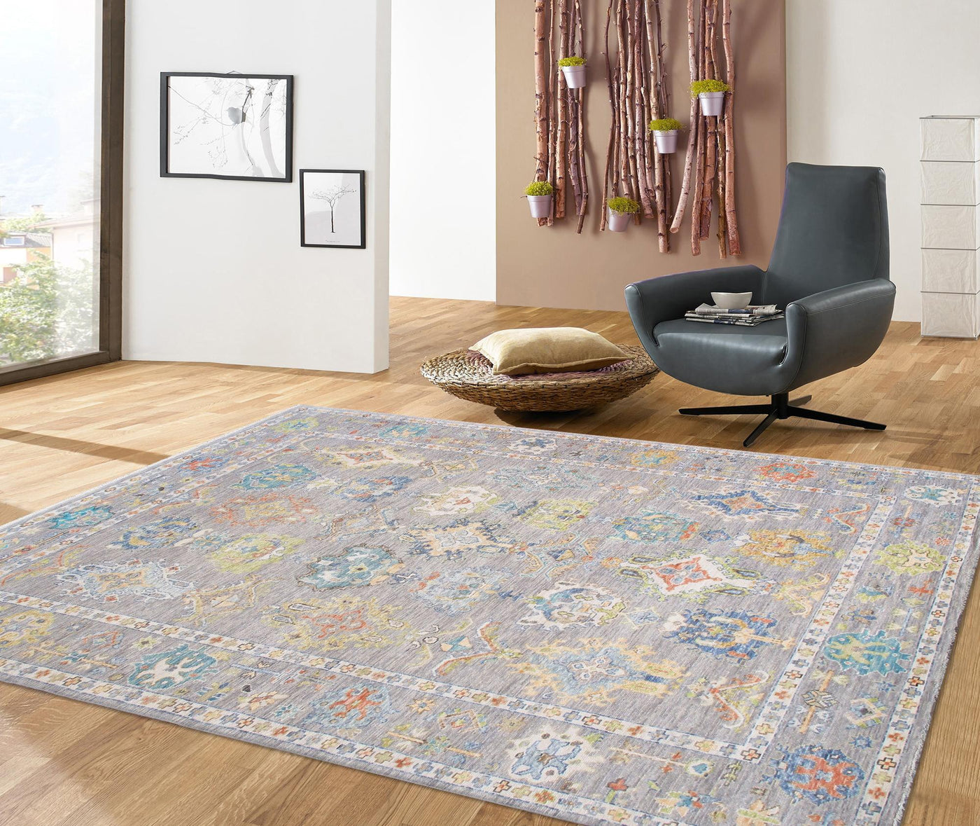 Canvello Oushak Collection Hand-Knotted Wool Grey Area Rug- 9'11" X 14' 1" canvellollc
