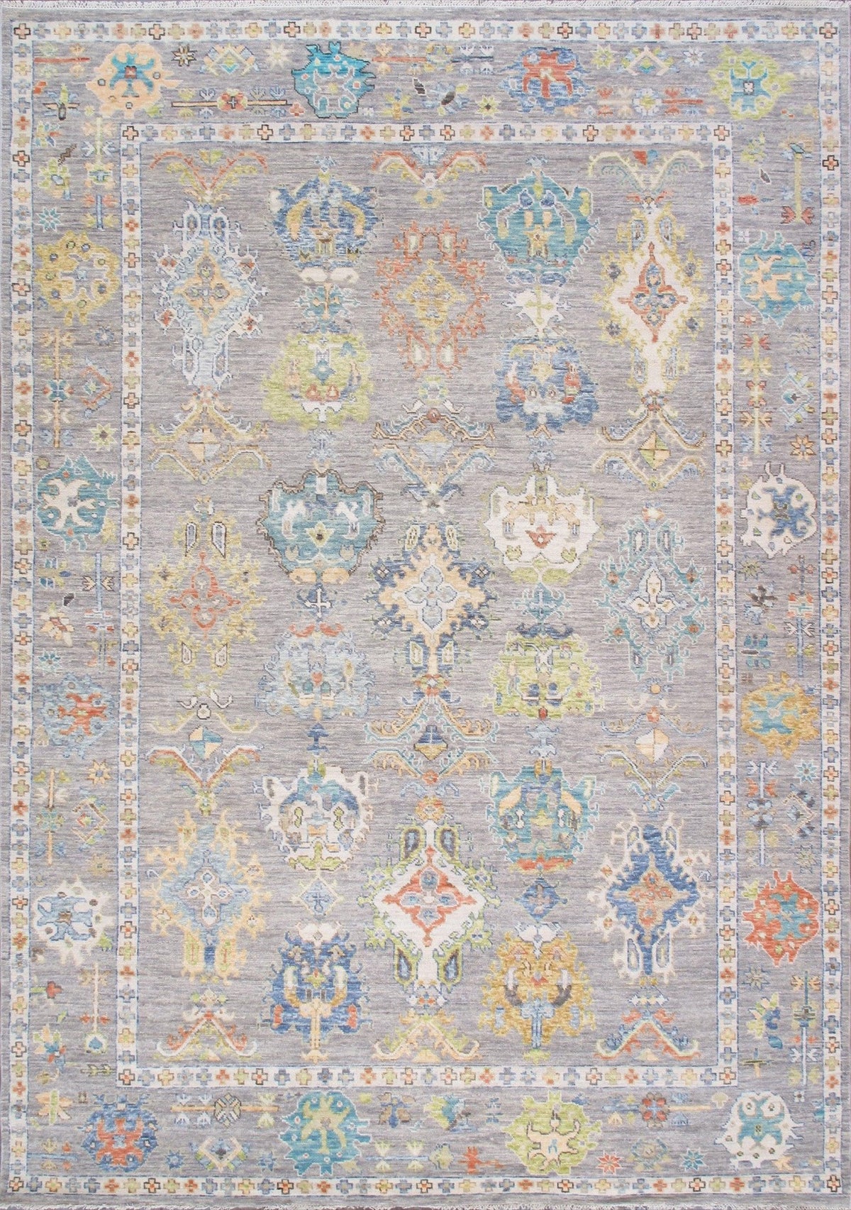 Canvello Oushak Hand-Knotted Wool Grey Area Rug- 9'11" X 14'1"