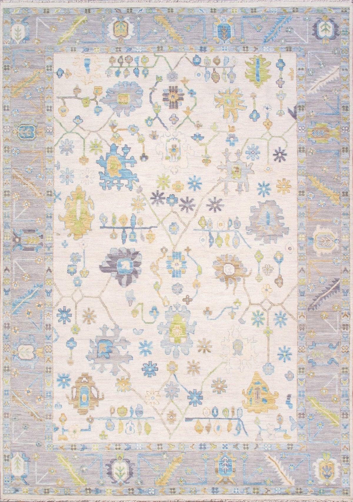Canvello Oushak Hand-Knotted Wool Ivory Area Rug - 10'2'' X 14'5''