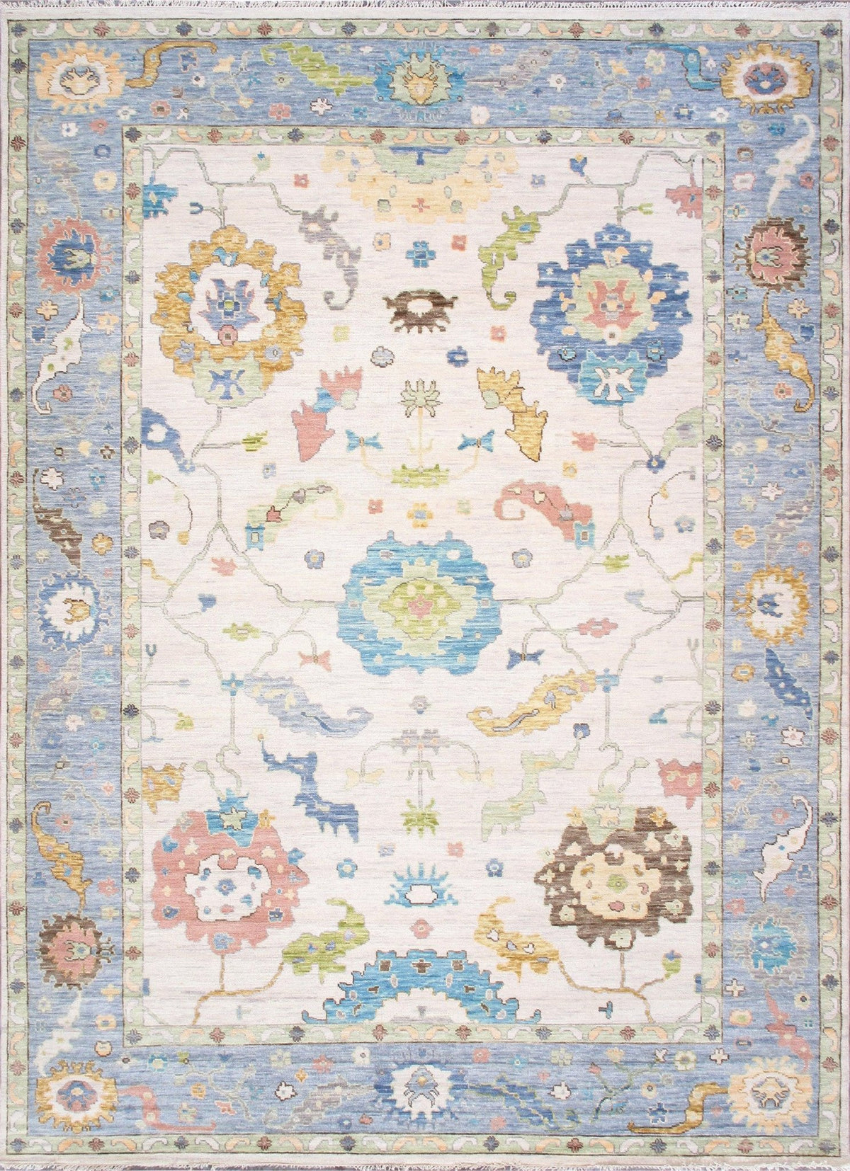 Canvello Oushak Hand-Knotted Wool Ivory Area Rug-10'3" X 14'2"