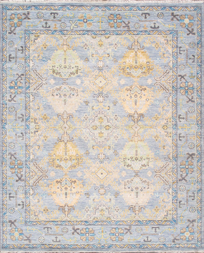 Canvello Oushak Collection Hand-Knotted Wool L. Blue Area Rug- 8' 1" X 9' 9" canvellollc