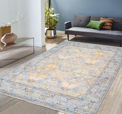 Canvello Oushak Collection Hand-Knotted Wool L. Blue Area Rug- 8' 1" X 9' 9" canvellollc