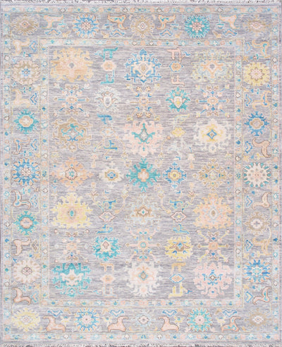 Canvello Oushak Collection Hand-Knotted Wool Silver Area Rug- 8' 2" X 10' 0" canvellollc