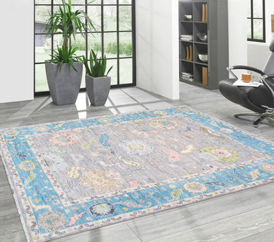 Canvello Oushak Collection Hand-Knotted Wool Silver Area Rug- 9' 2" X 12' 2" canvellollc