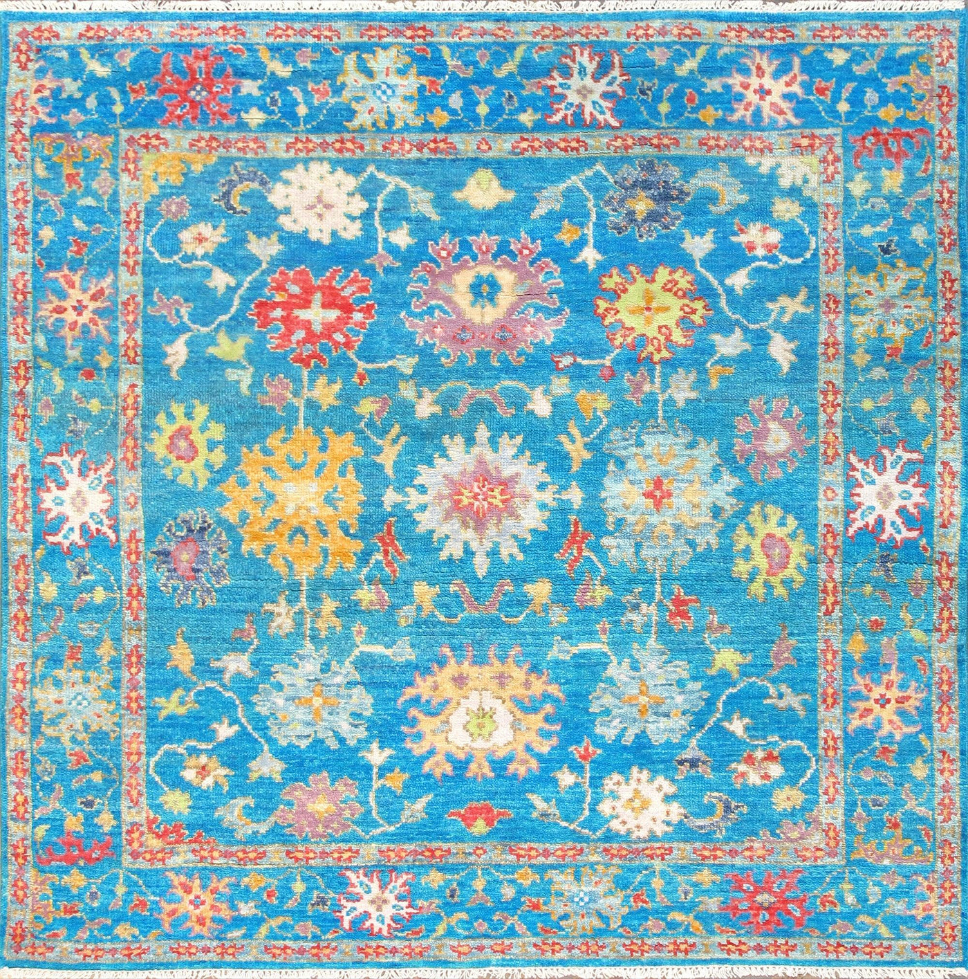 Canvello Oushak Hand - Knotted Wool Turquoise Area Rug - 6' X 6'1" - Canvello