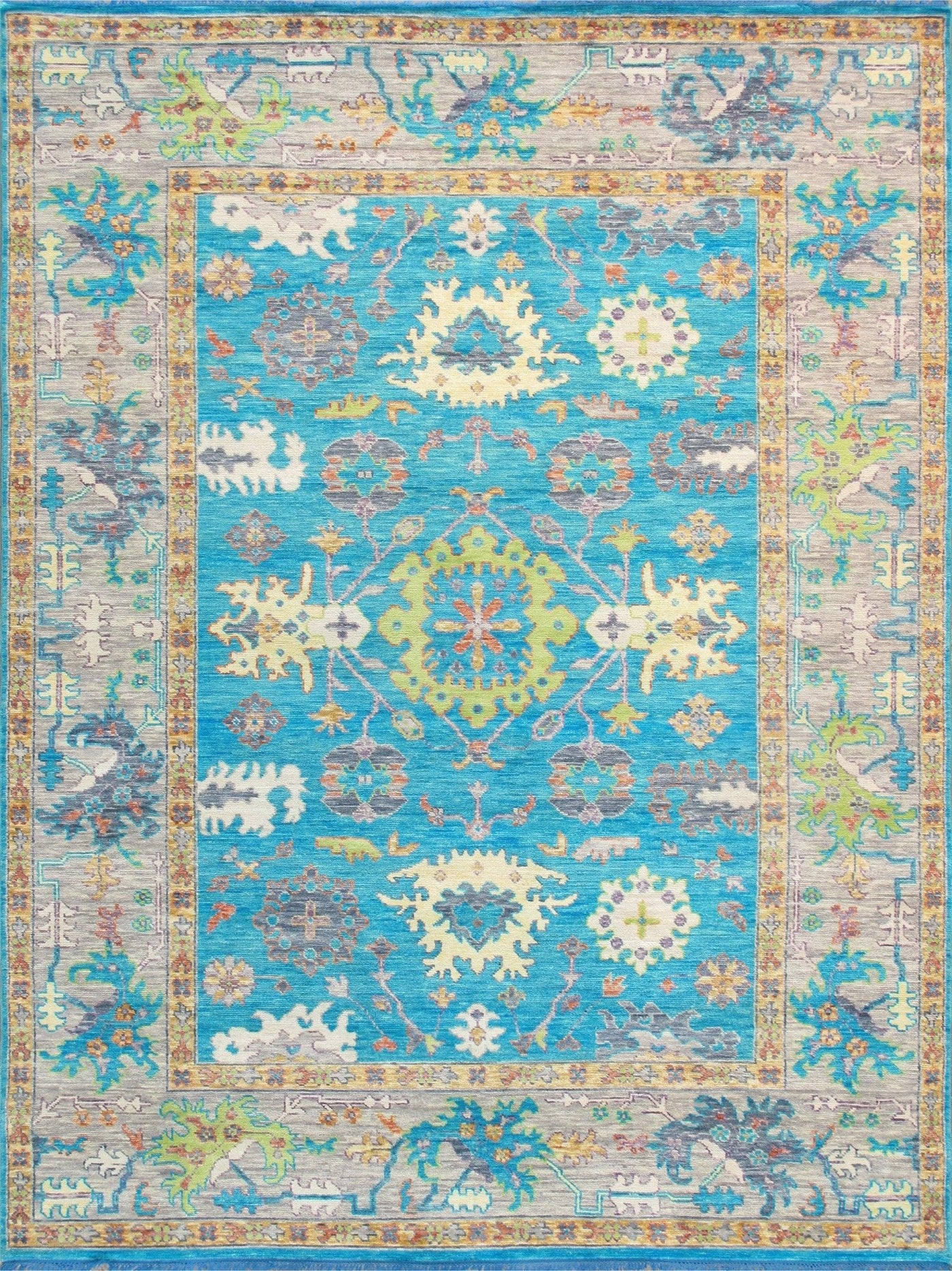 Canvello Oushak Hand - Knotted Wool Turquoise Area Rug - 9' X 11'11" - Canvello