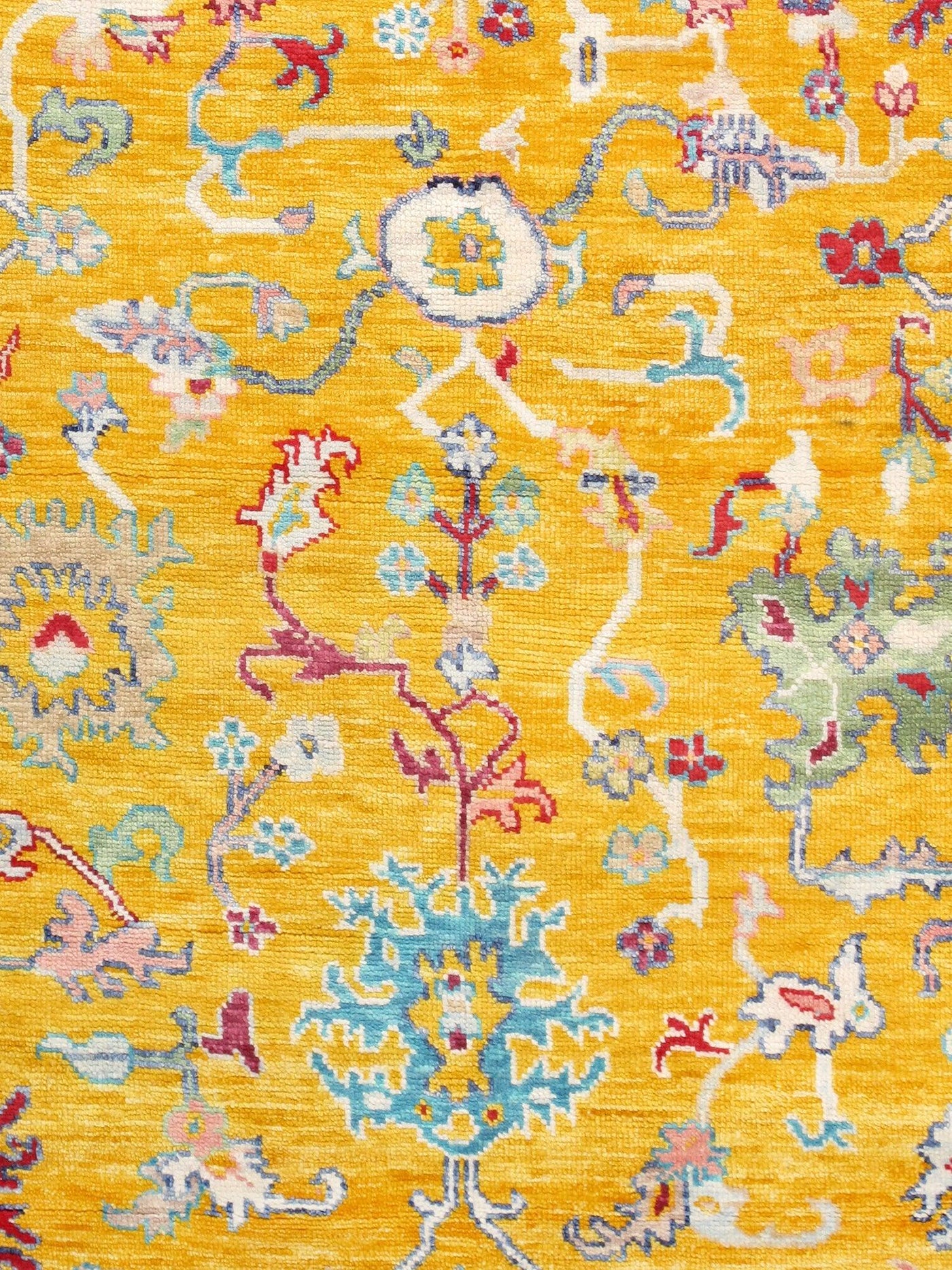 Canvello Oushak Hand-Knotted Wool Yellow Area Rug- 7'11" X 8'2"