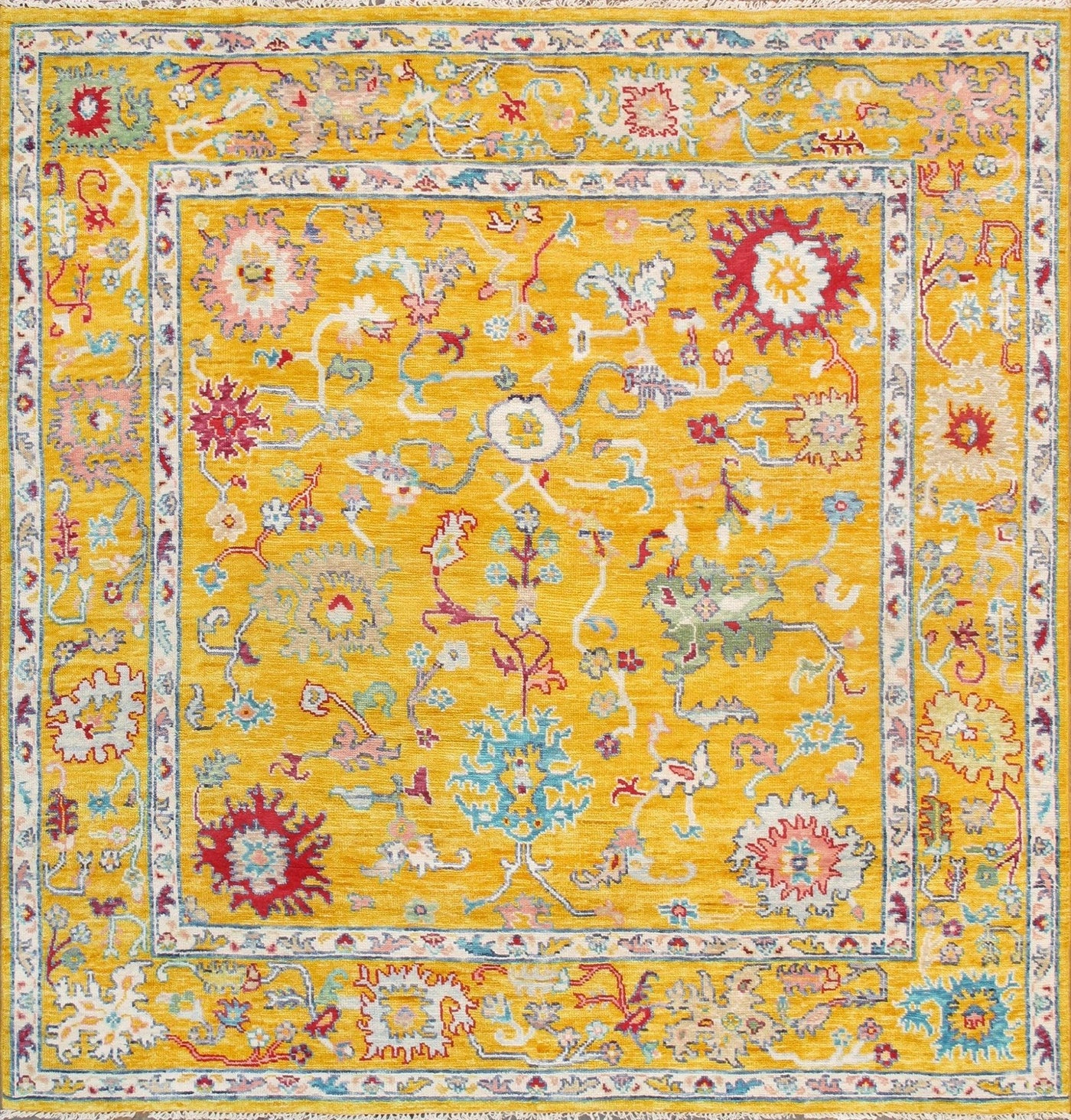 Canvello Oushak Hand - Knotted Wool Yellow Area Rug - 7'11" X 8'2" - Canvello