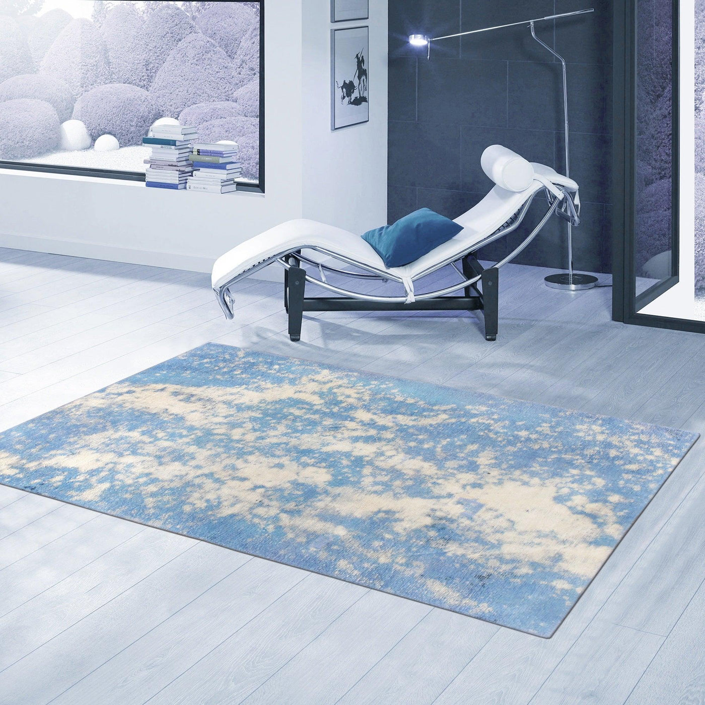 Canvello Overdyed Light Blue Area Rugs - 3'1" X 5'