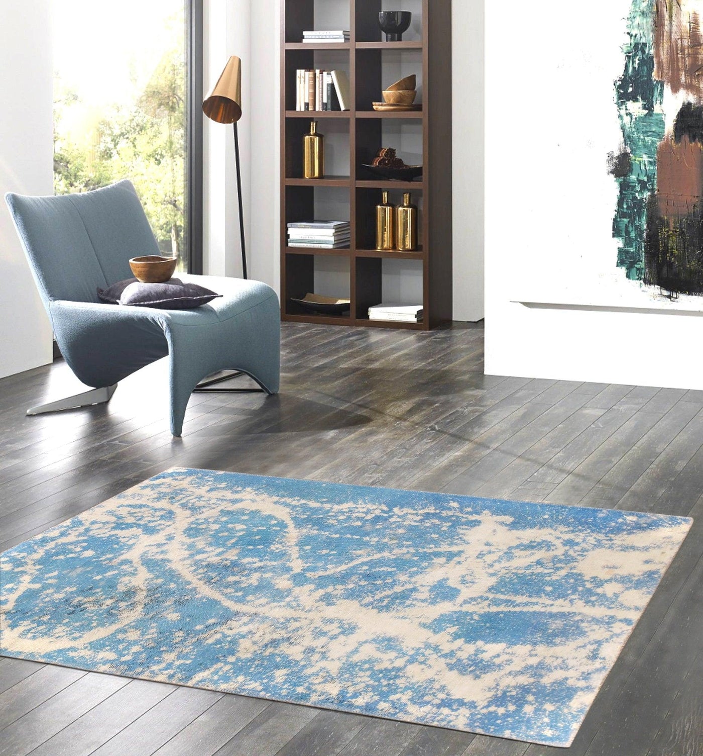 Canvello Overdyed Light Blue Rug Living Room - 3'3" X 5'2"