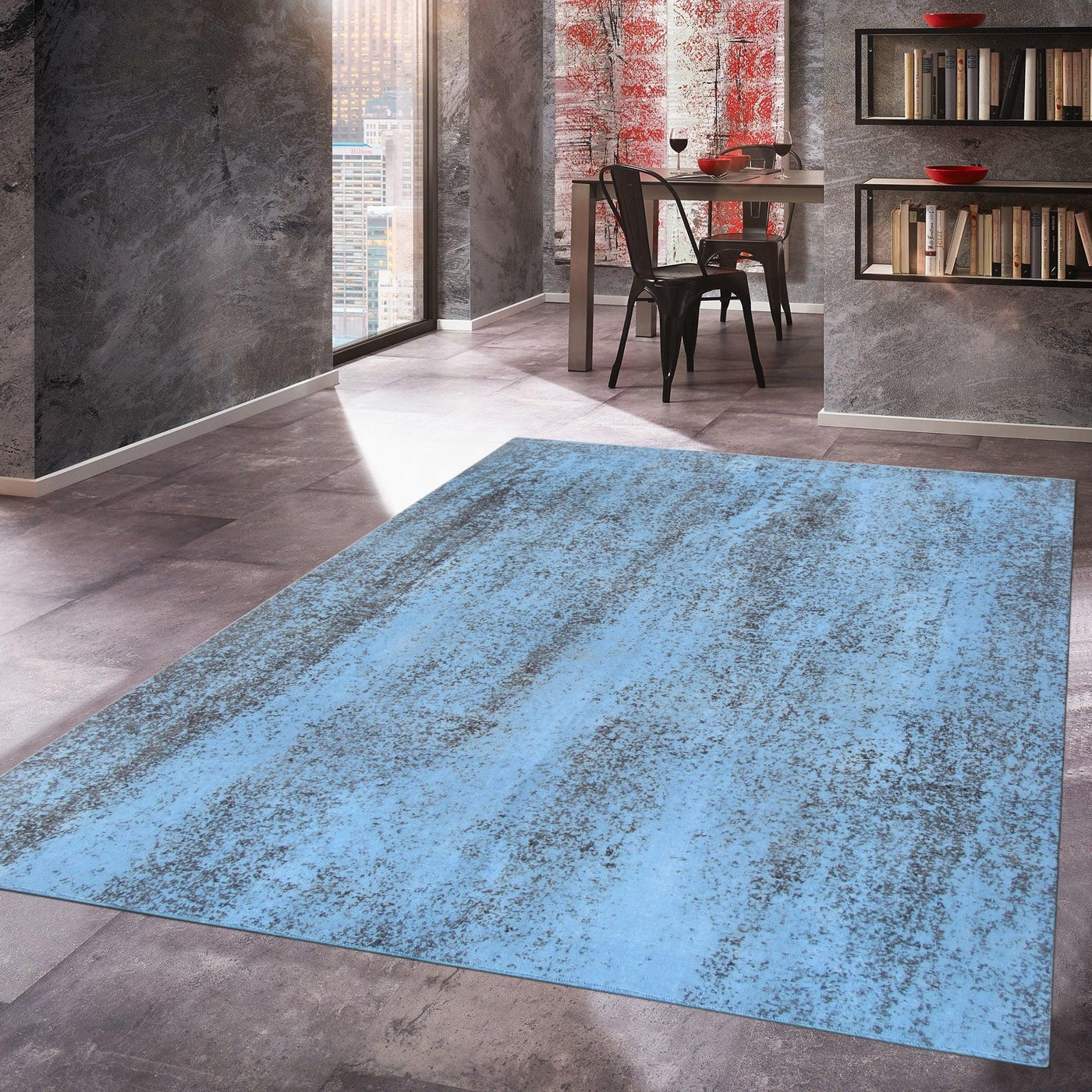 Canvello Overdyed Wool Area Blue Traditional Rug - 9'2" X 12' - Canvello