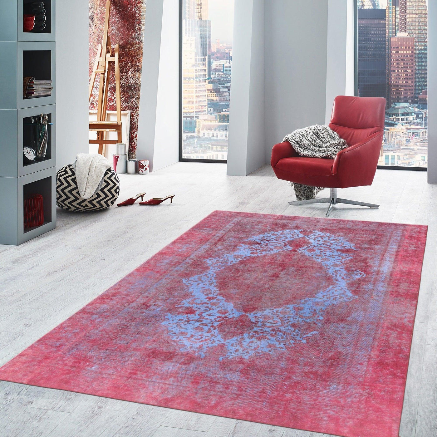 Canvello Overdyed Wool Red Area Rug - 7'2" X 10'3" - Canvello