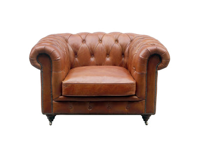 Canvello Paris Club Chester Bay Tufted Chair, Brown - Canvello