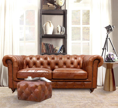 Canvello Paris Club Chester Bay Tufted Loveseat, Brown - Canvello