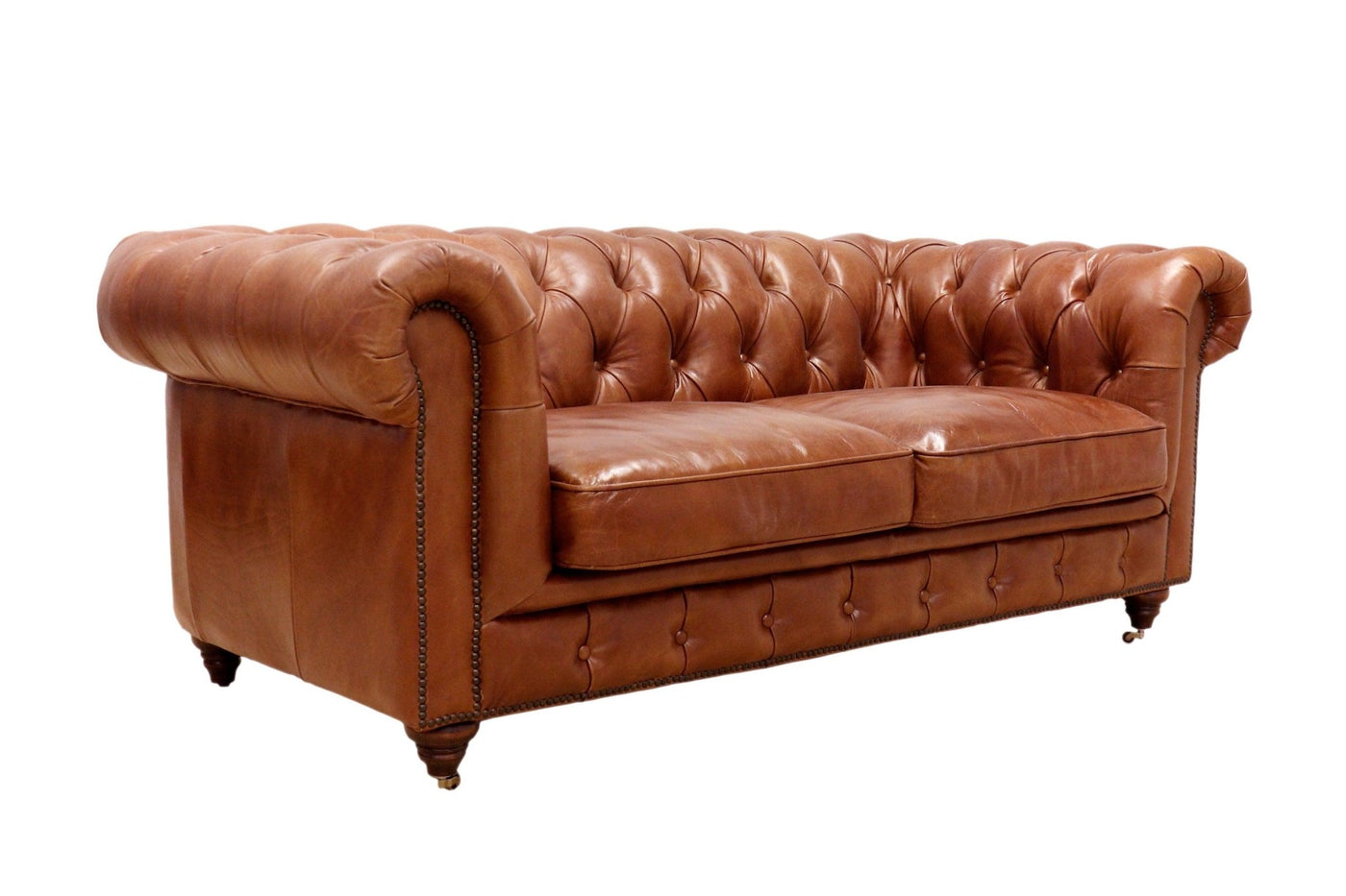 Canvello Paris Club Chester Bay Tufted Loveseat, Brown - Canvello