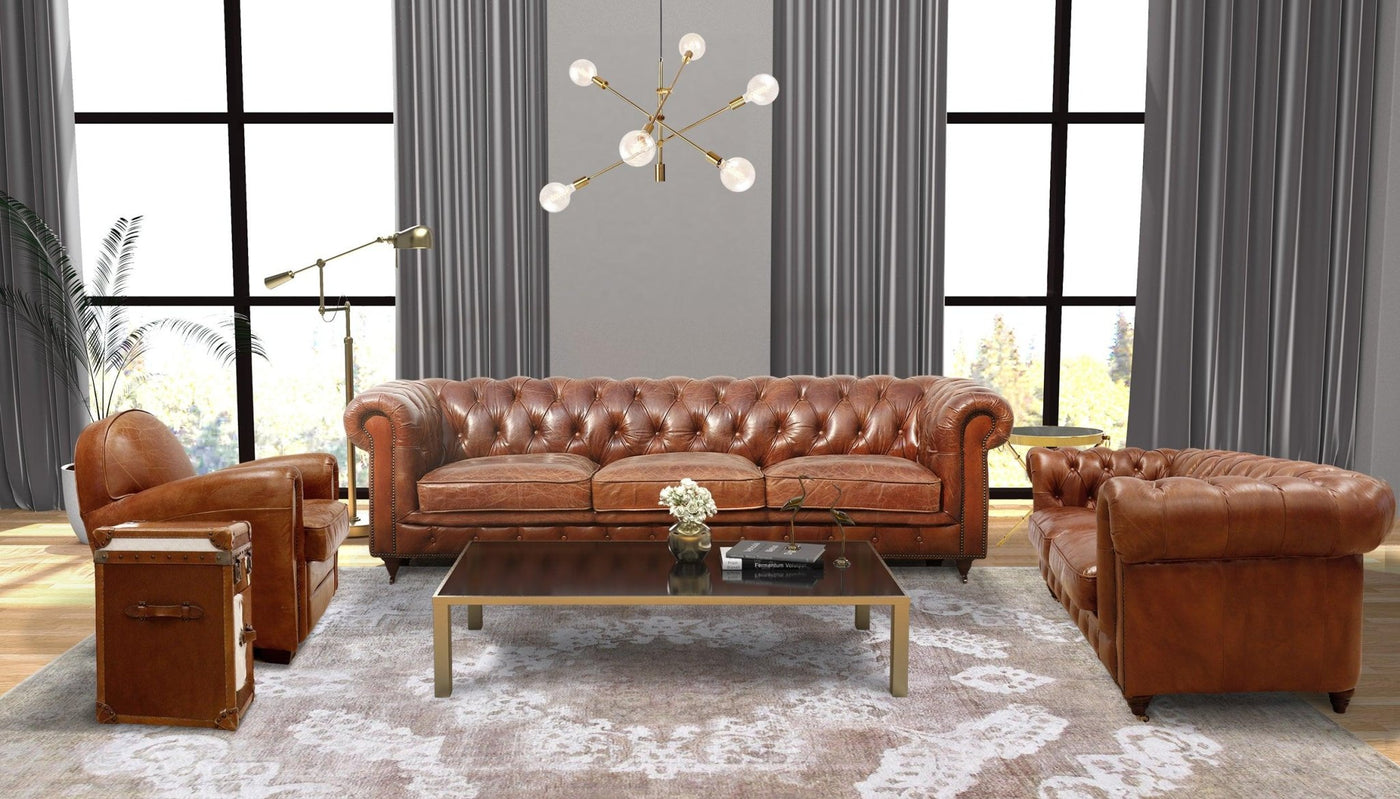 Canvello Paris Club Chester Bay Tufted Loveseat, Brown - Canvello