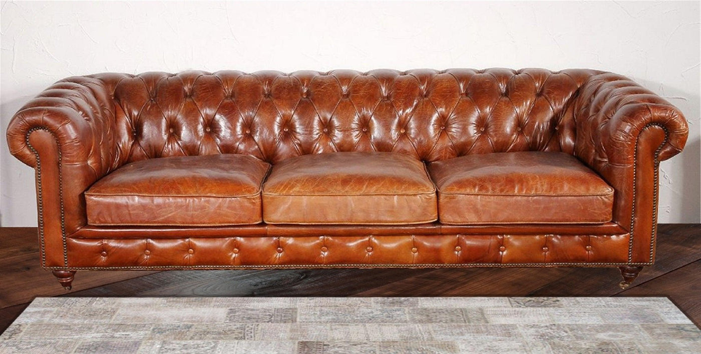 Canvello Paris Club Chester Bay Tufted Sofa, Brown - Canvello